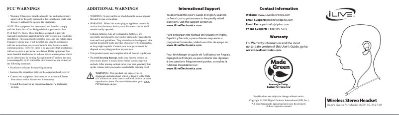 Page 1 de la notice Manuel utilisateur iLive IAEB109