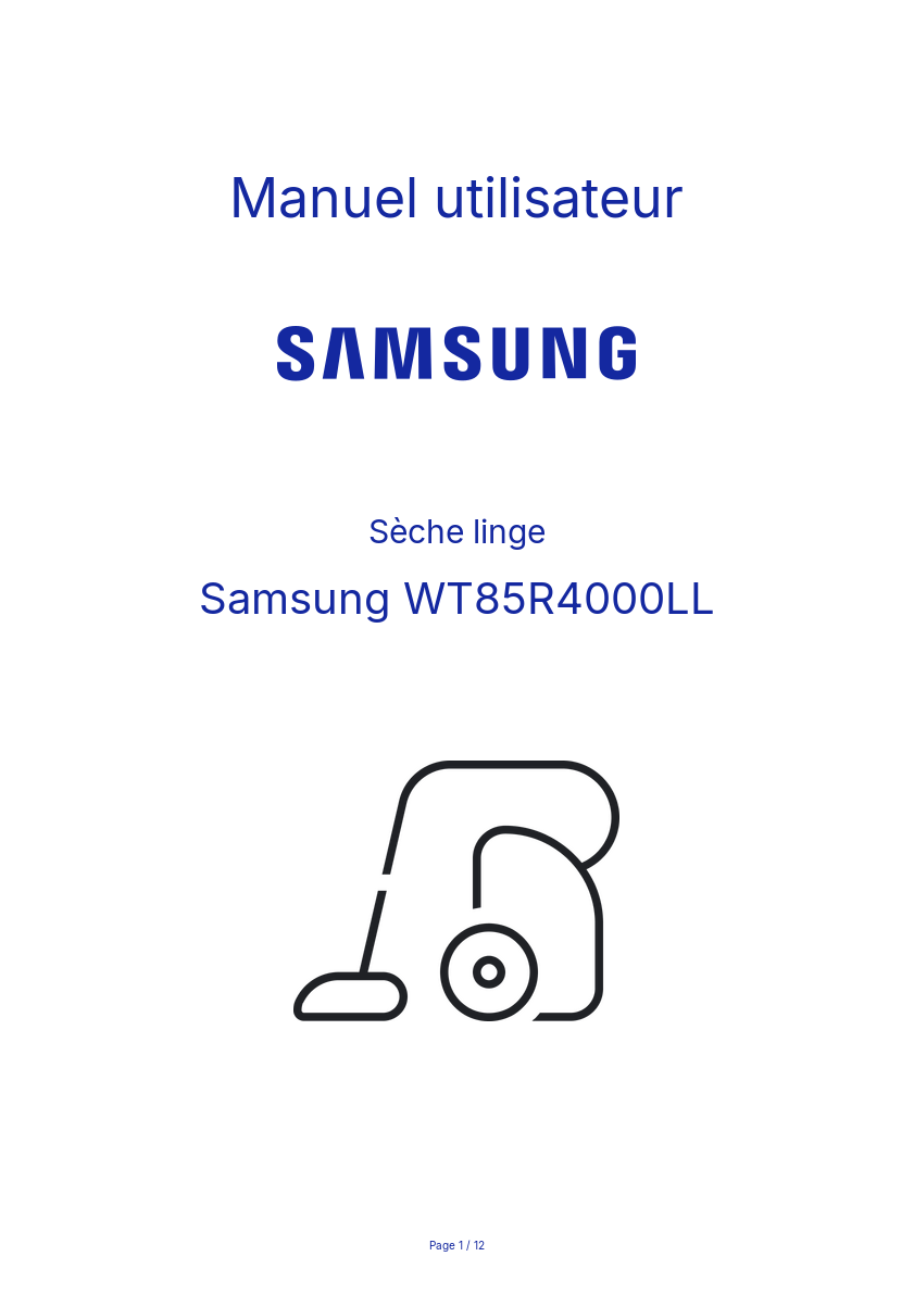 Page n°1 - Manuel utilisateur Samsung WT85R4000LL
