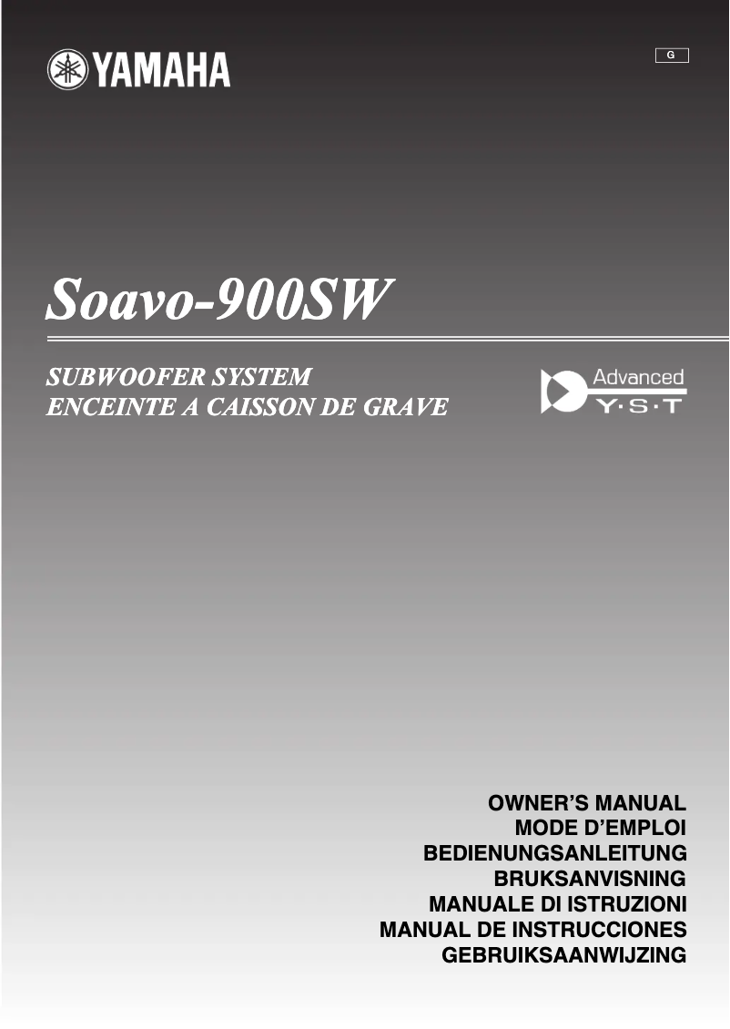 Page n°1 - Manuel utilisateur Yamaha Soavo-900SW