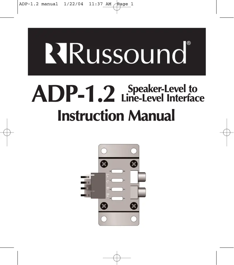 Page n°1 - Manuel utilisateur Russound ADP-1.2