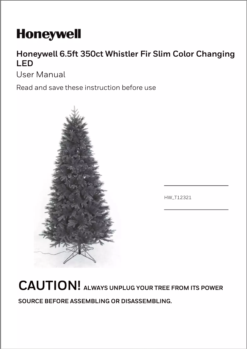 Page 1 de la notice Manuel utilisateur Honeywell HW-T12321