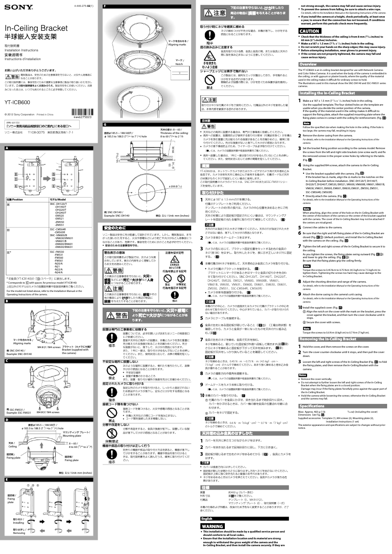 Image de la première page du manuel de l'appareil YT-ICB600