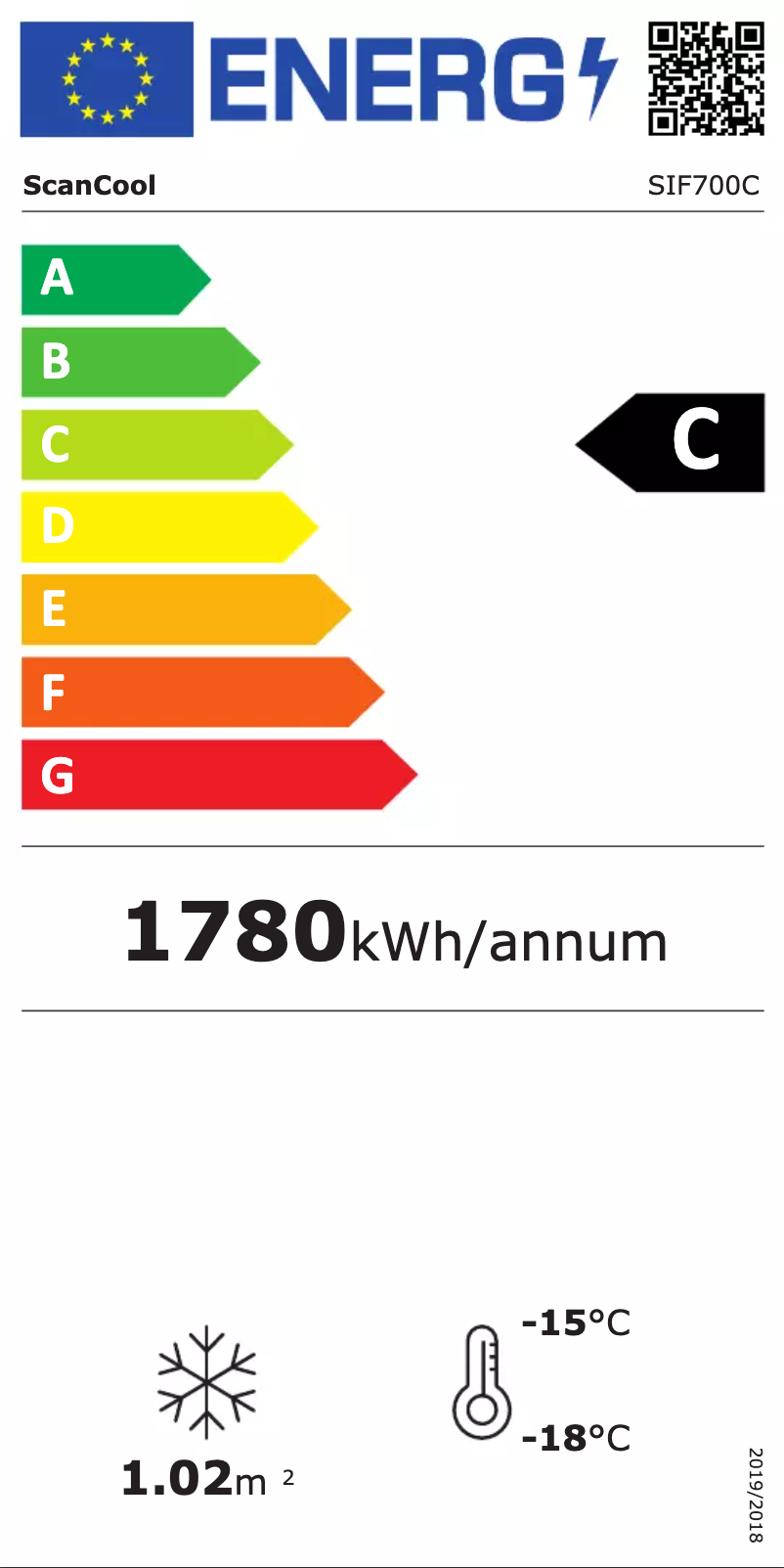 Page 1 de la notice Label énergétique Scancool SIF700C