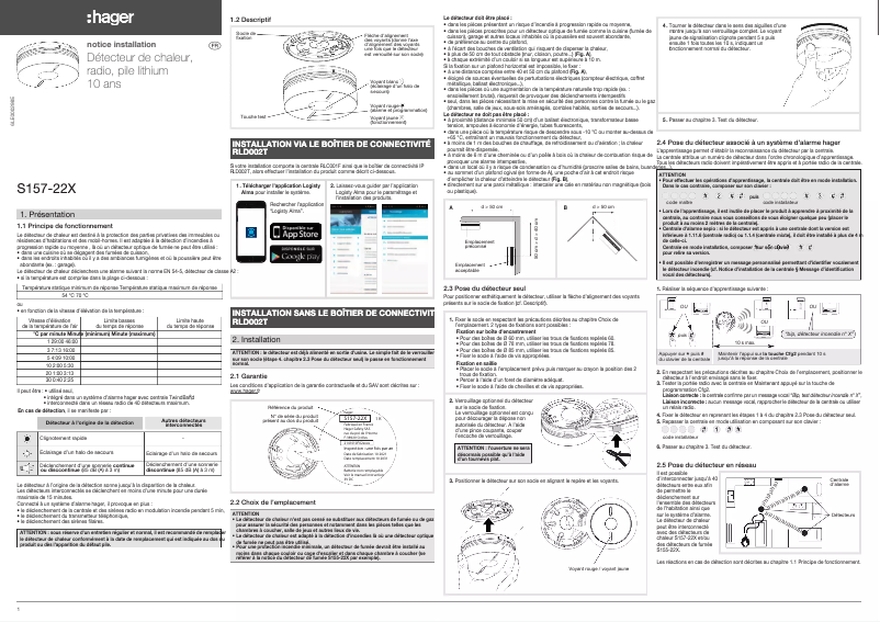 Page 1 de la notice Manuel utilisateur Hager S157-22X