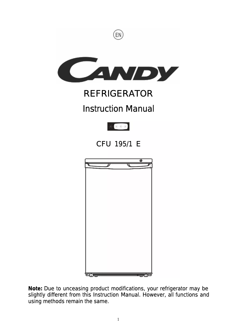 Page n°1 - Manuel utilisateur Candy CFU 195/1 E