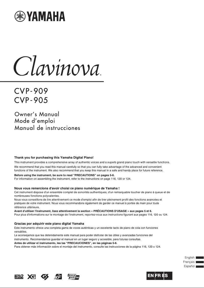 Image de la première page du manuel de l'appareil Clavinova CVP-905