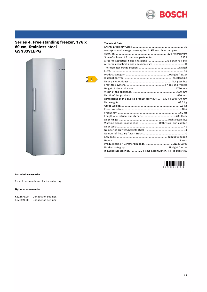 First page image of the manual for GSN33VLEPG