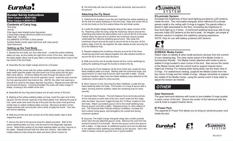 Page 1 de la notice Manuel utilisateur Eureka Silver Canyon 4