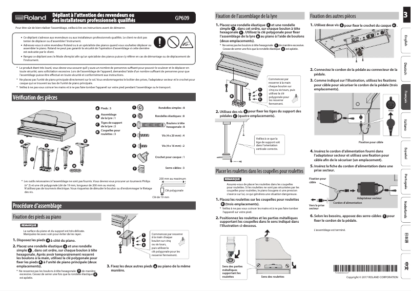 Page 1 de la notice Guide d'installation Roland GP609