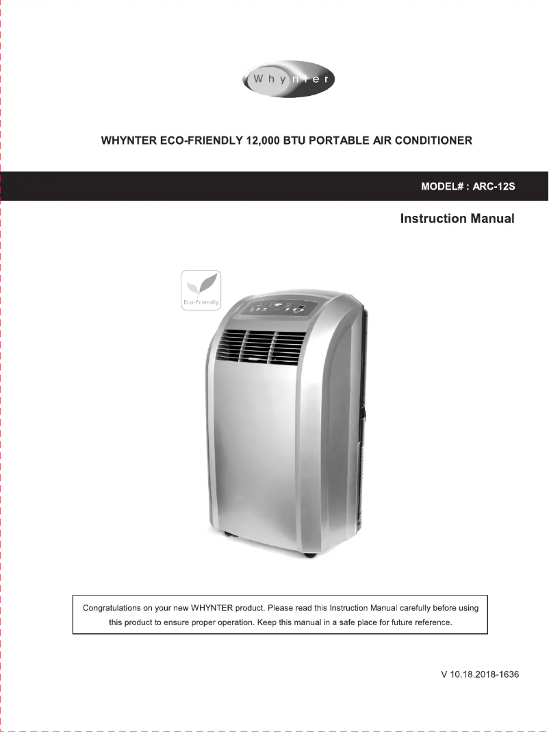 Page n°1 - Manuel utilisateur Whynter ARC-12S