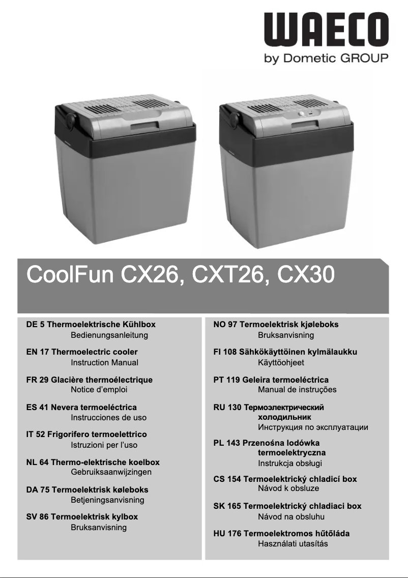 Page 1 de la notice Manuel utilisateur Dometic COOLFUN CX 26