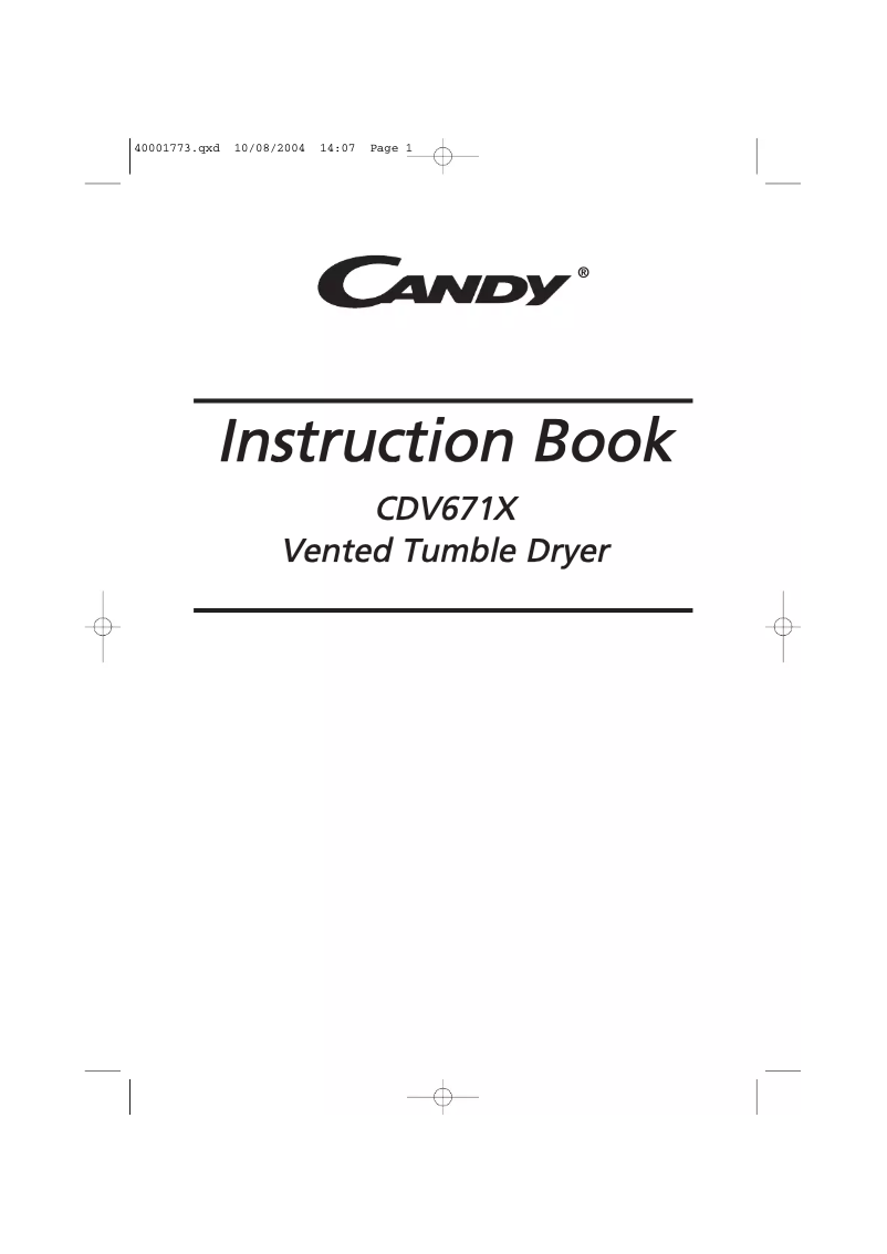 Page n°1 - Manuel utilisateur Candy CDV 671 XSY