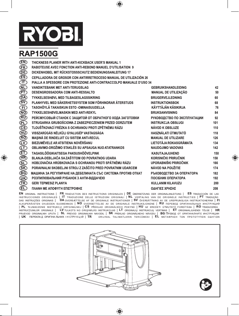 Page 1 de la notice Manuel utilisateur RYOBI RAP1500G