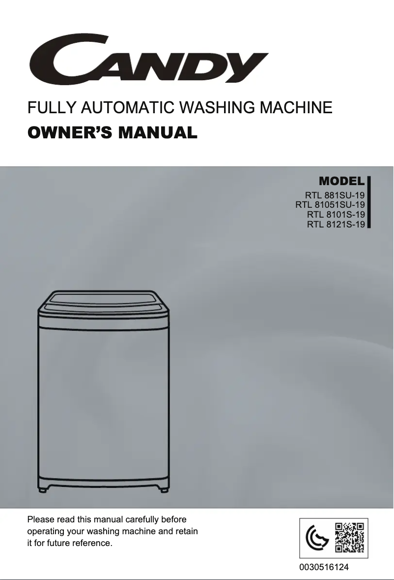 Page 1 de la notice Manuel utilisateur Candy RTL 881SU-19