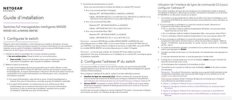 Page n°1 - Guide d'installation Netgear ProSafe M4500