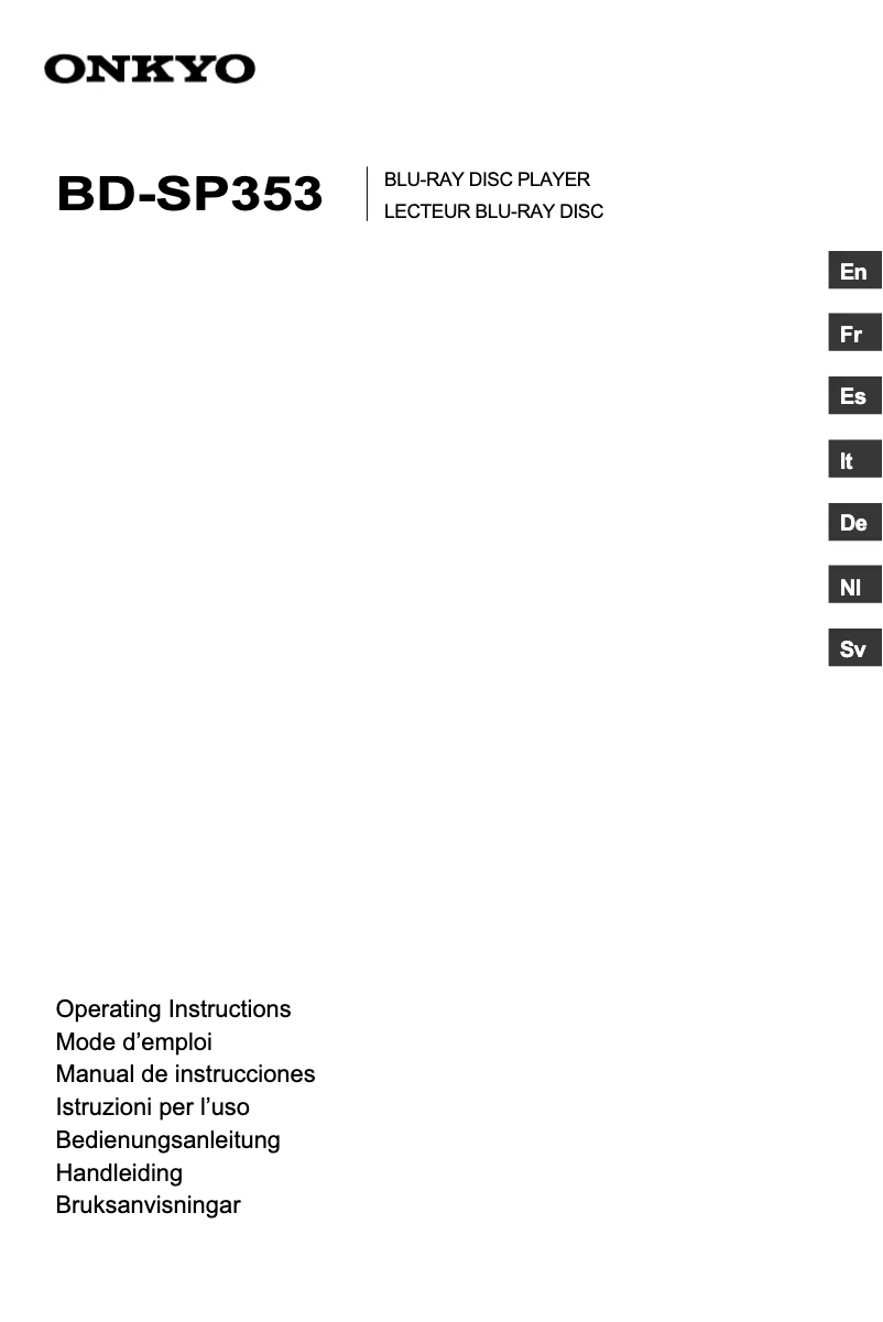 Image de la première page du manuel de l'appareil BD-SP353