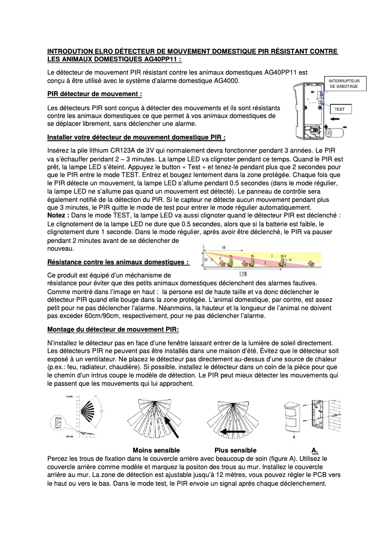 Image de la première page du manuel de l'appareil AG40PP11
