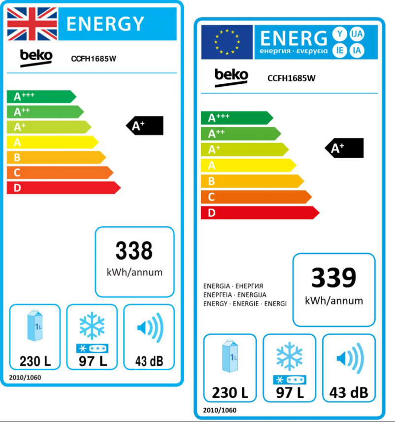 Page n°1 - Label énergétique Beko CCFH1685