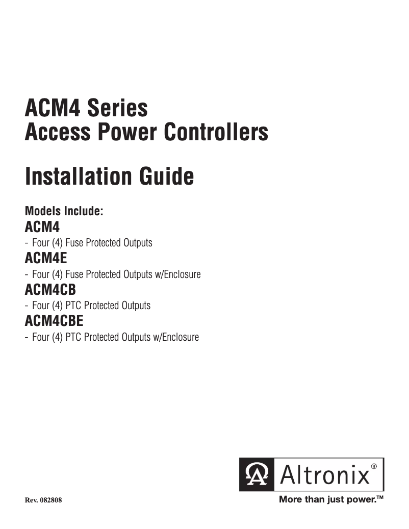Page n°1 - Manuel utilisateur Altronix ACM4CBE