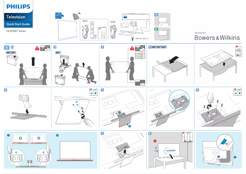 Page 1 de la notice Guide de démarrage rapide Philips 48OLED907