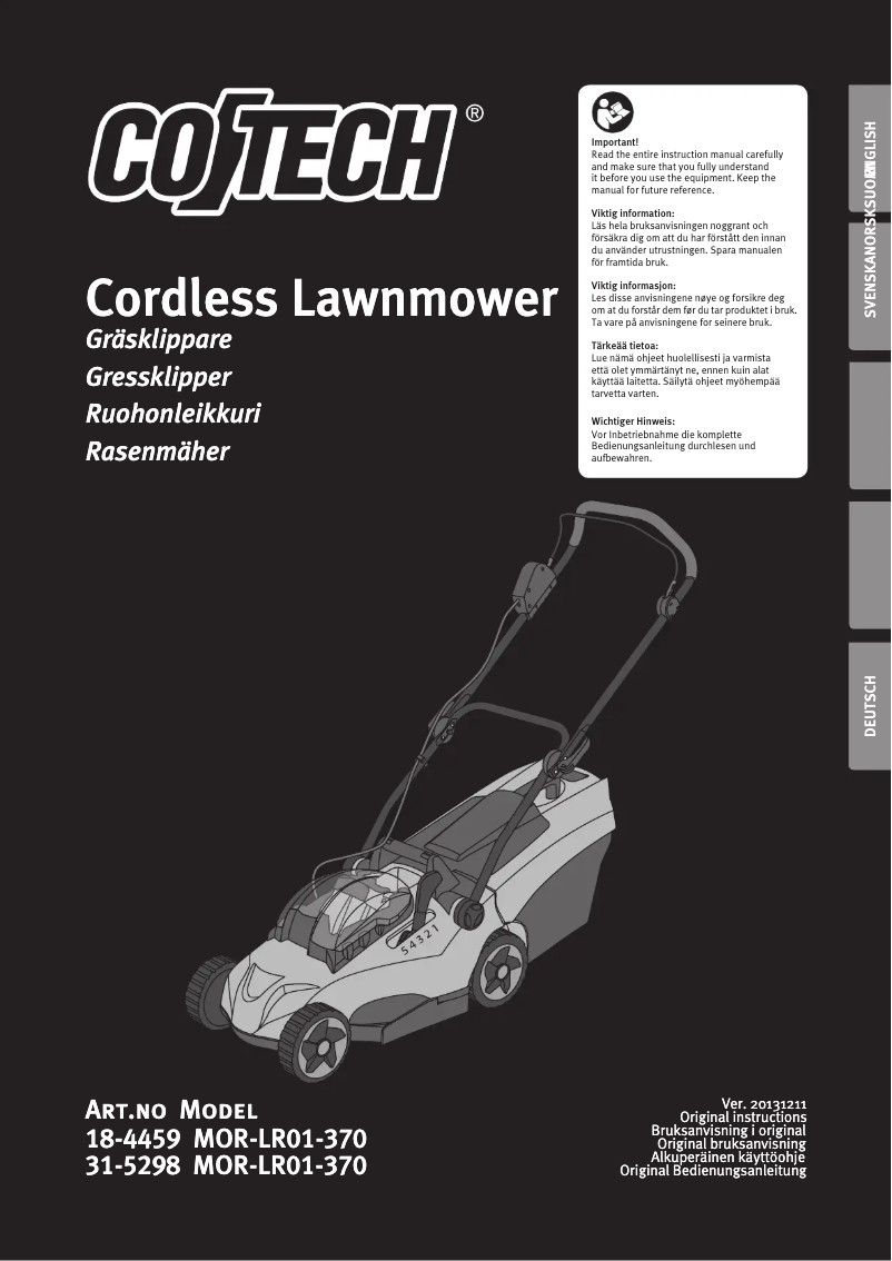 Page 1 de la notice Manuel utilisateur Cotech MOR-LR01-370