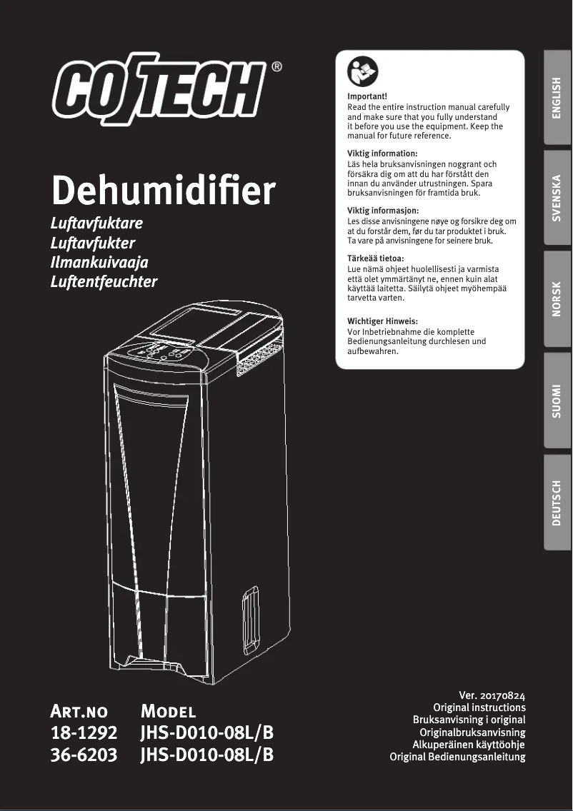 Image de la première page du manuel de l'appareil JHS-D010-08L/B