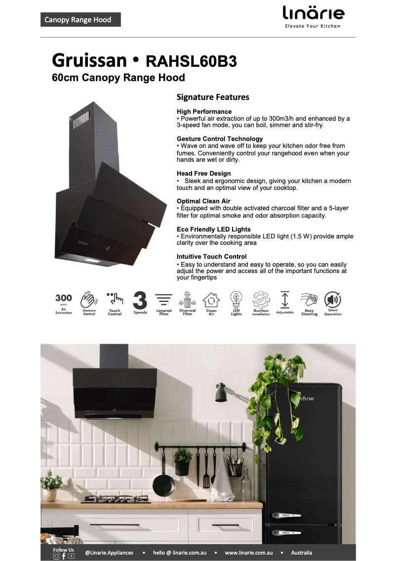 Page 1 de la notice Fiche technique Linarie RAHSL60B3