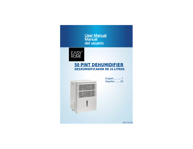 Página 1 del manual Manual de usuario Easy Home 50 Pint Dehumidifier EDR050BAUW