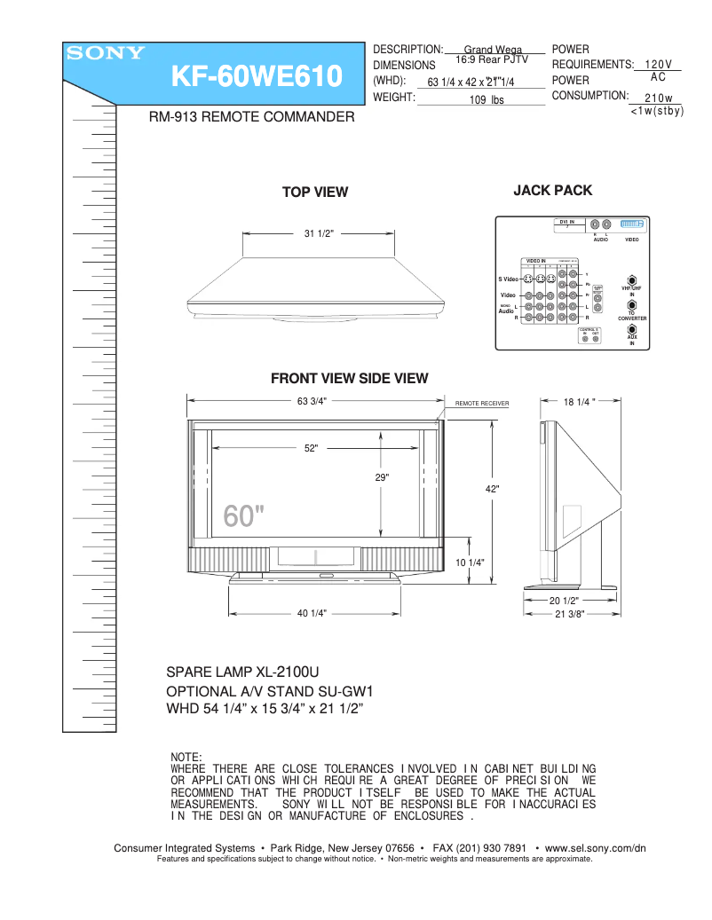 Page n°1 - Guide d'installation Sony KF-60WE610