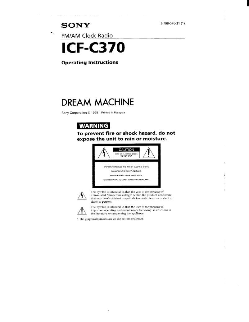 Page 1 de la notice Manuel utilisateur Sony ICF-C370