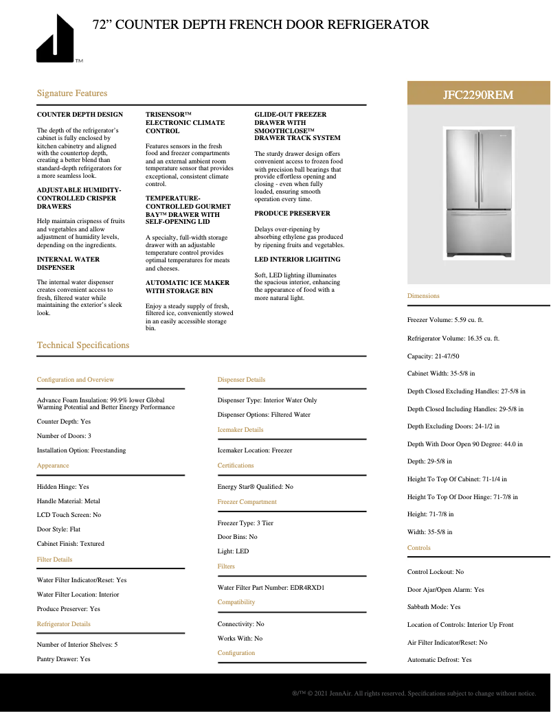 Image de la première page du manuel de l'appareil JFC2290REM