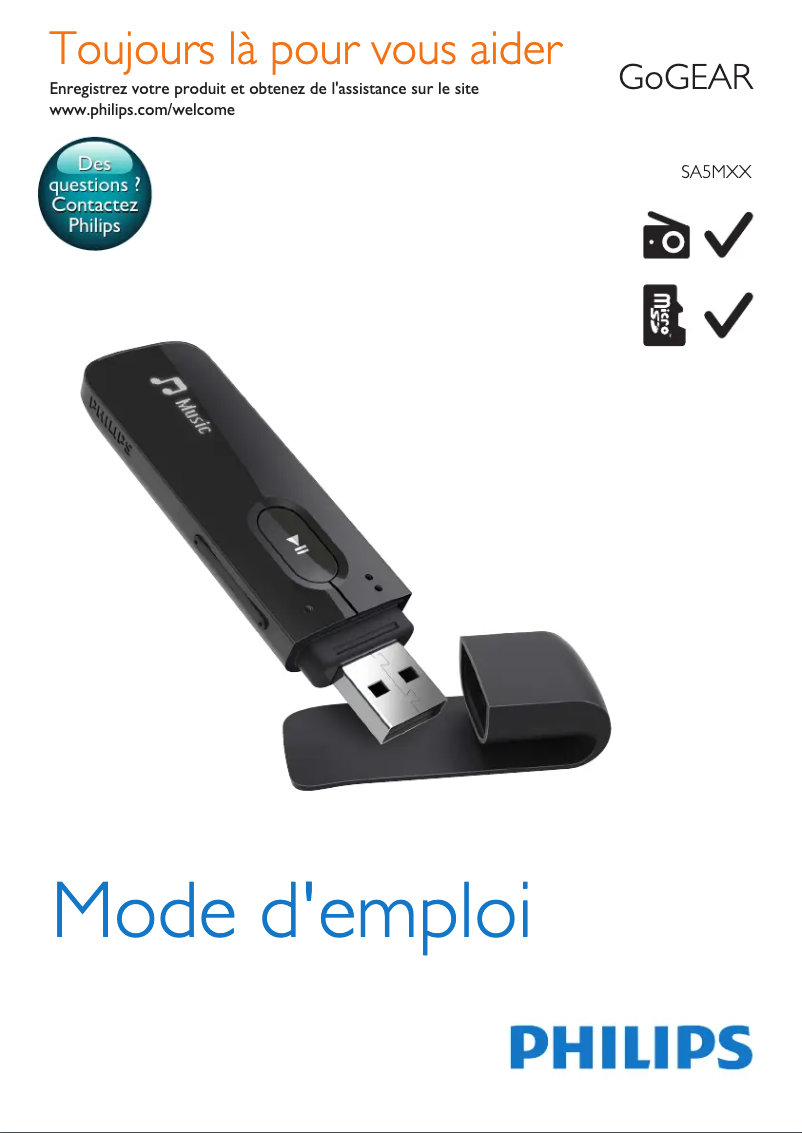 Image de la première page du manuel de l'appareil GoGear SA5MXX04VFC