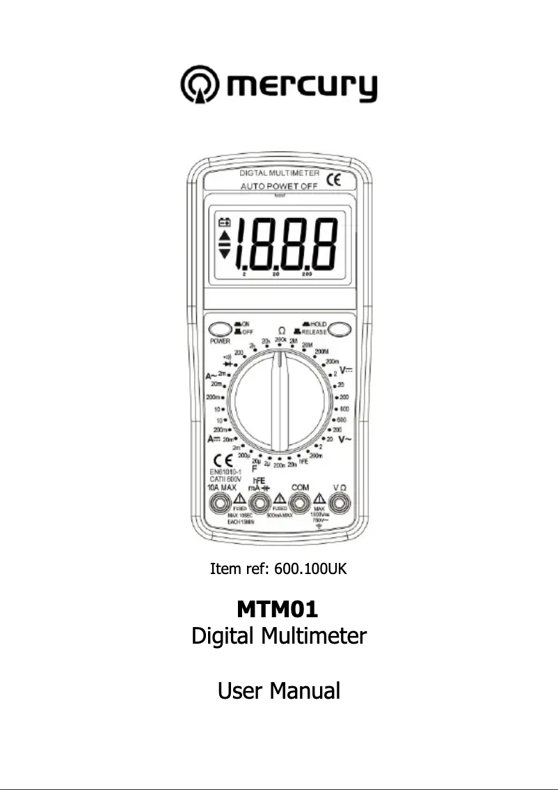 Page 1 de la notice Manuel utilisateur Mercury MTM01