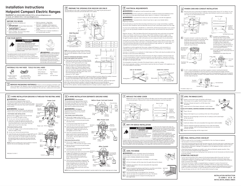 Page 1 de la notice Guide d'installation Hotpoint RA724KWH
