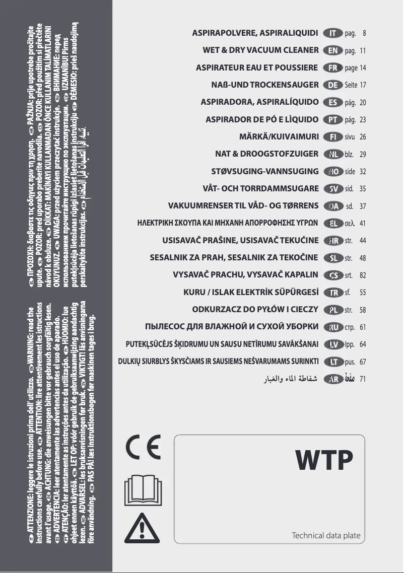 Image de la première page du manuel de l'appareil WTP 20P