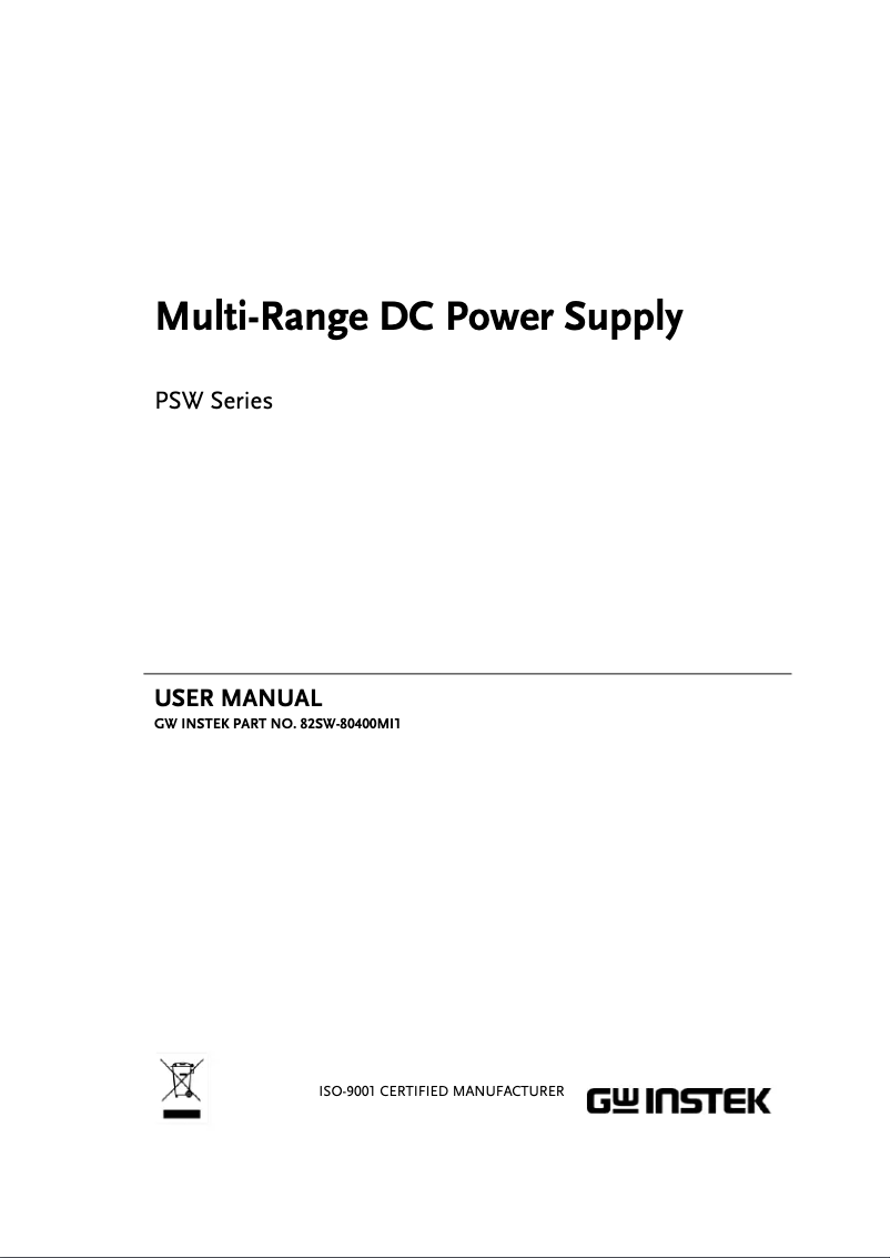 Page 1 de la notice Manuel utilisateur GW Instek PSW 800-4.32