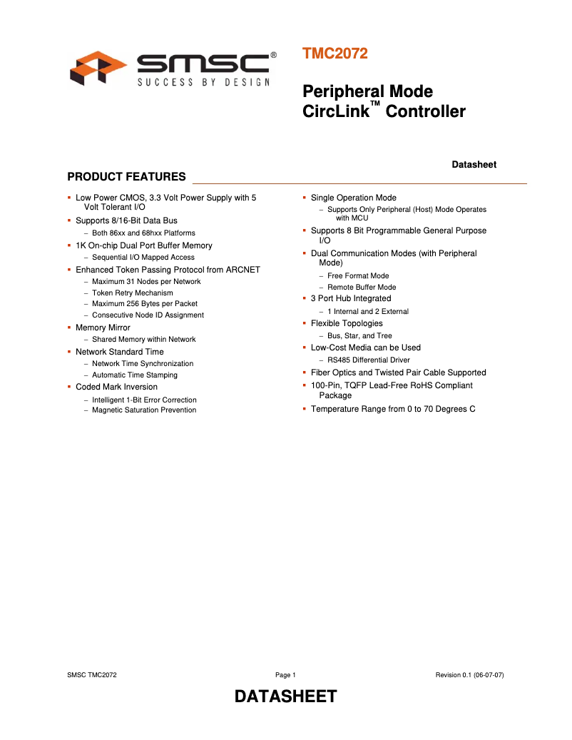 Página 1 del manual Ficha técnica Microchip TMC2072