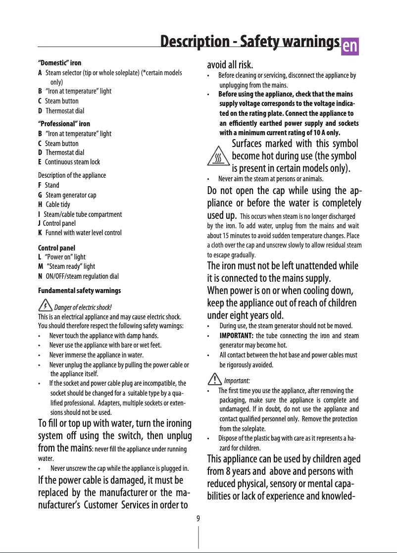 Page 1 de la notice Manuel utilisateur DeLonghi Stirella VVX 1465