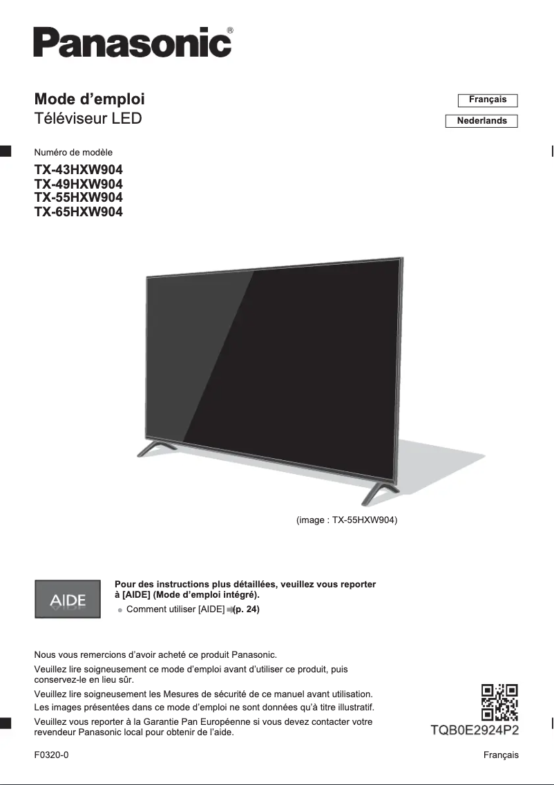 Página 1 del manual Guía de inicio rápido Panasonic TX-65HXW904