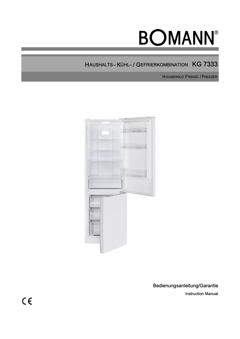 Page 1 de la notice Manuel utilisateur Bomann KG 7333