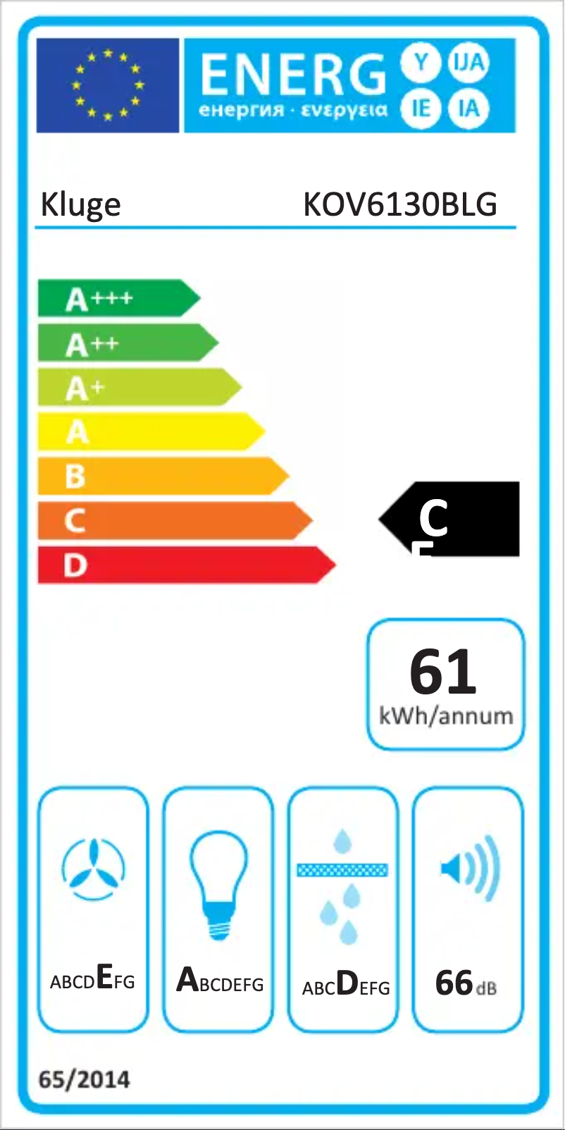 Page n°1 - Label énergétique Kluge KOV6130BLG