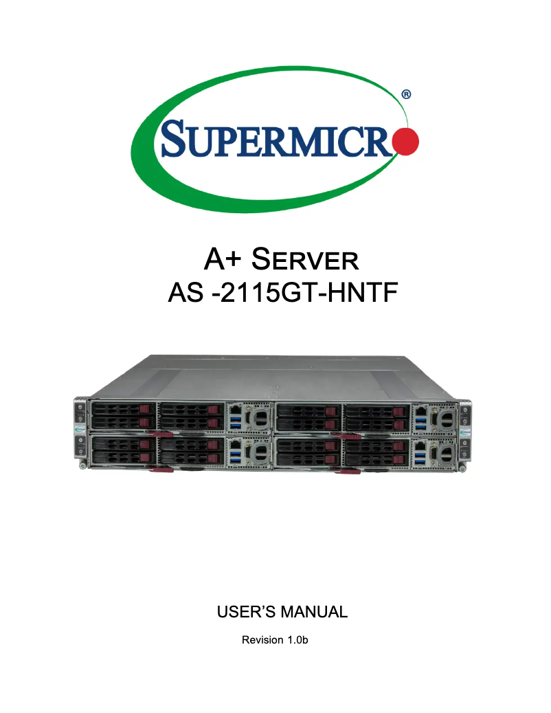 Page 1 de la notice Manuel utilisateur Supermicro SuperServer AS-2115GT-HNTF