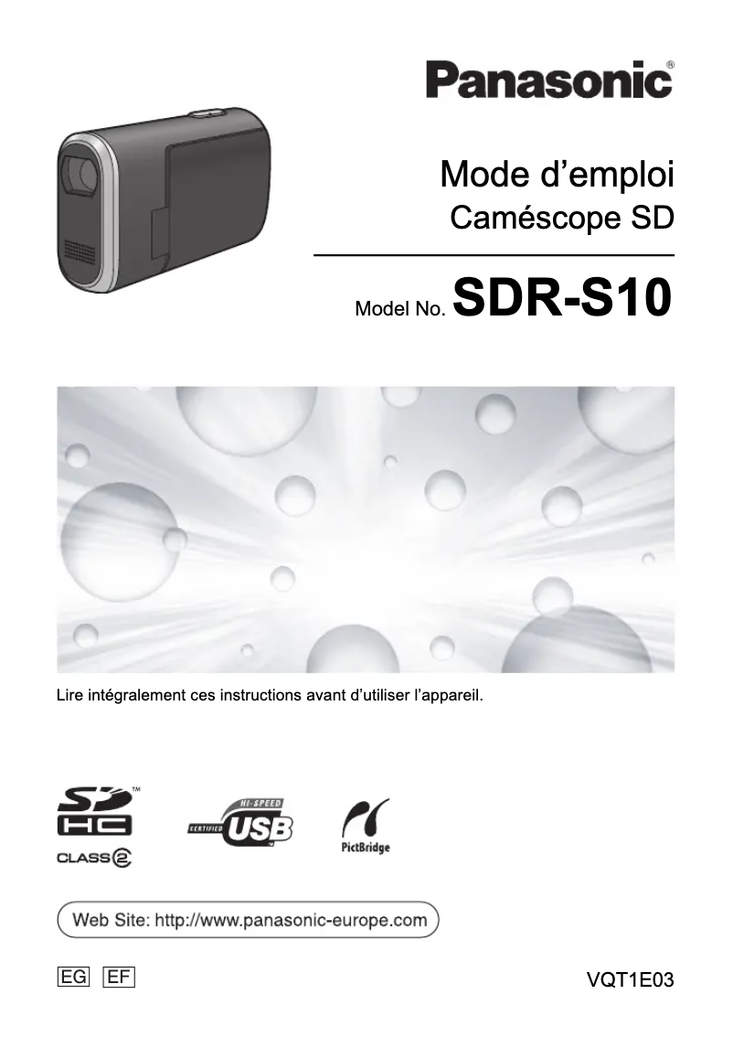 Page n°1 - Manuel utilisateur Panasonic SDR-S10