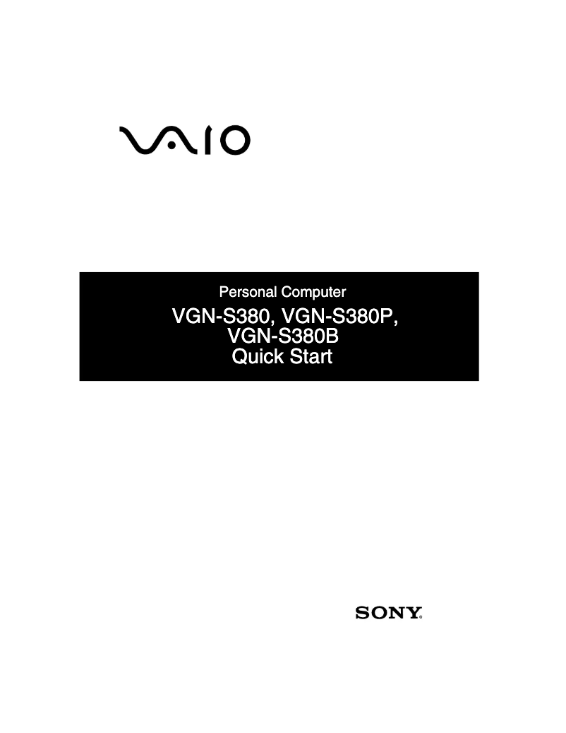 Page 1 de la notice Guide d'installation Sony Vaio VGN-S380B03
