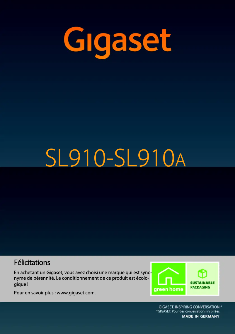 Imagen de la primera página del manual del dispositivo Gigaset SL910