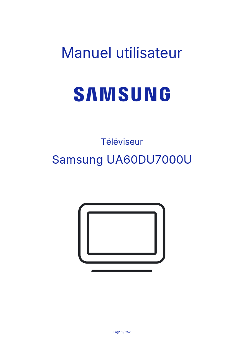 Page n°1 - Manuel utilisateur Samsung UA60DU7000U
