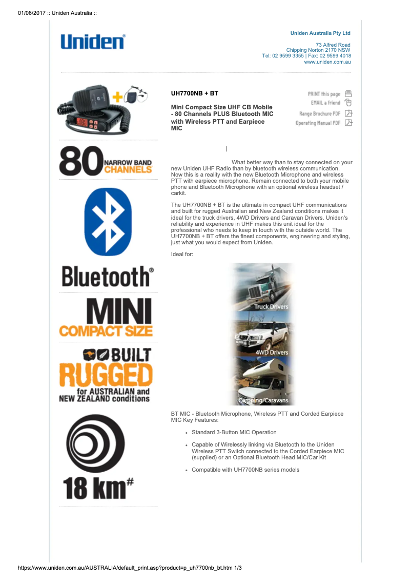 Image de la première page du manuel de l'appareil UH7700NB