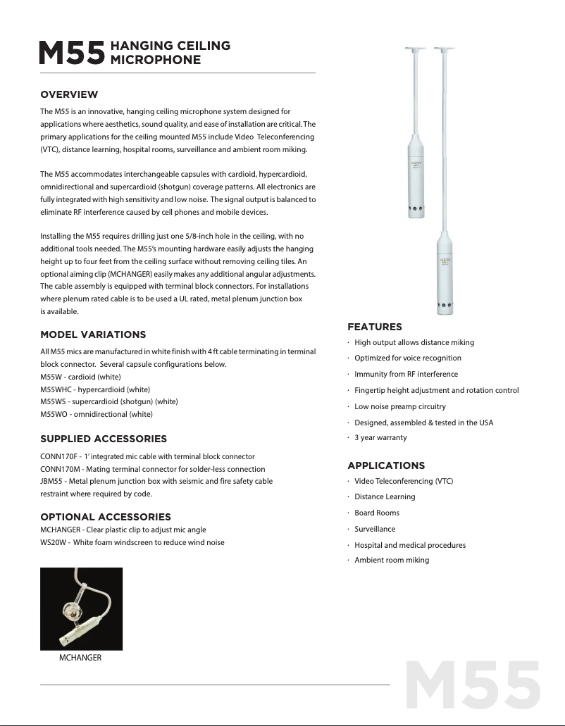 Page n°1 - Fiche technique Audix M55