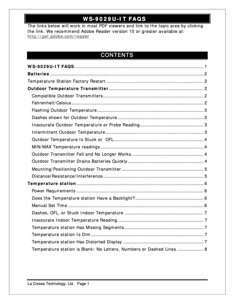 Image de la première page du manuel de l'appareil WS-9029U-IT