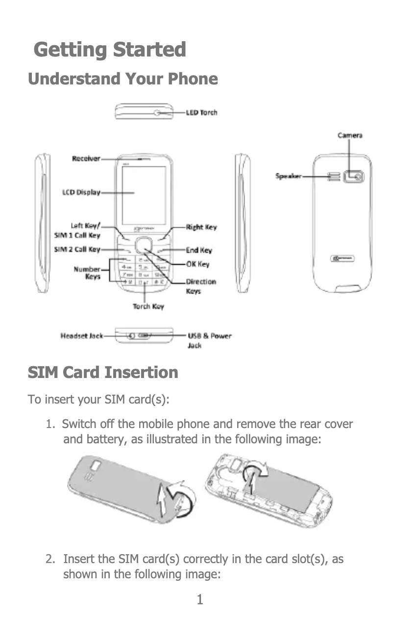 Page 1 de la notice Manuel utilisateur Micromax X243